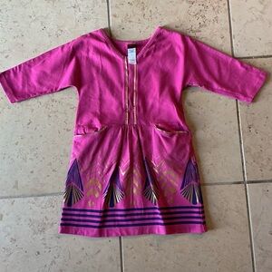 VGUC Tea Collection Pink Kids Dress with Patterned Design size 2 T